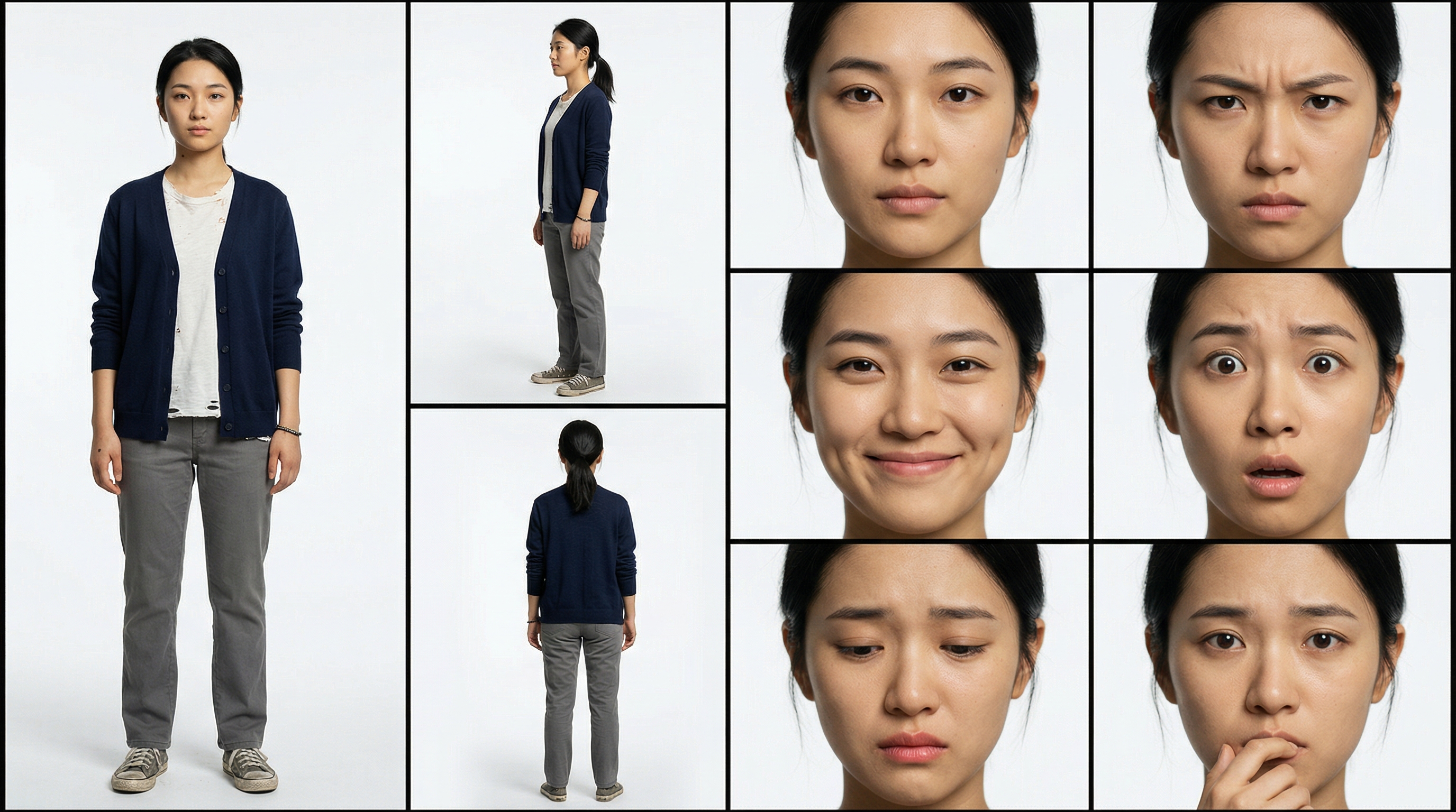 角色设定图 — 多角度与表情库